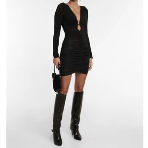 Isabel Marant Robe Jordana Sexy Mini Black Jersey Dress 42